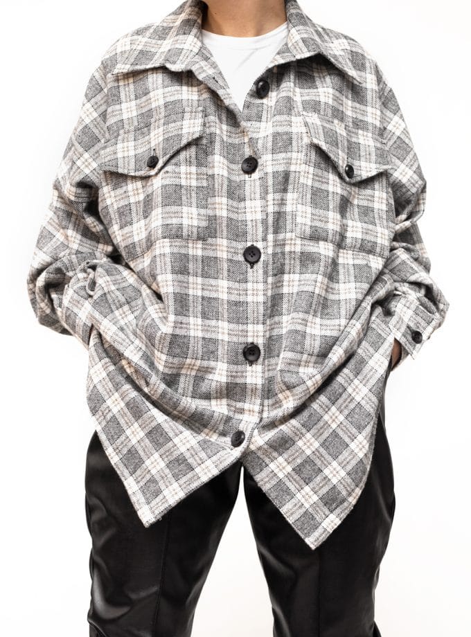 پالتو اسپرت چهارخونه طوسی