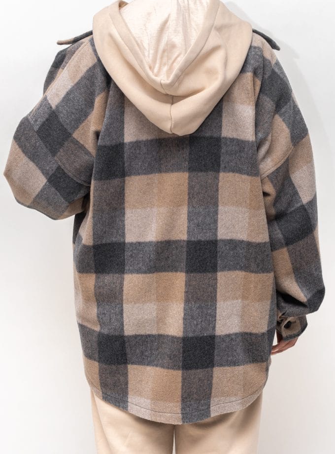 پالتو اسپرت چهارخونه ذغال سنگی