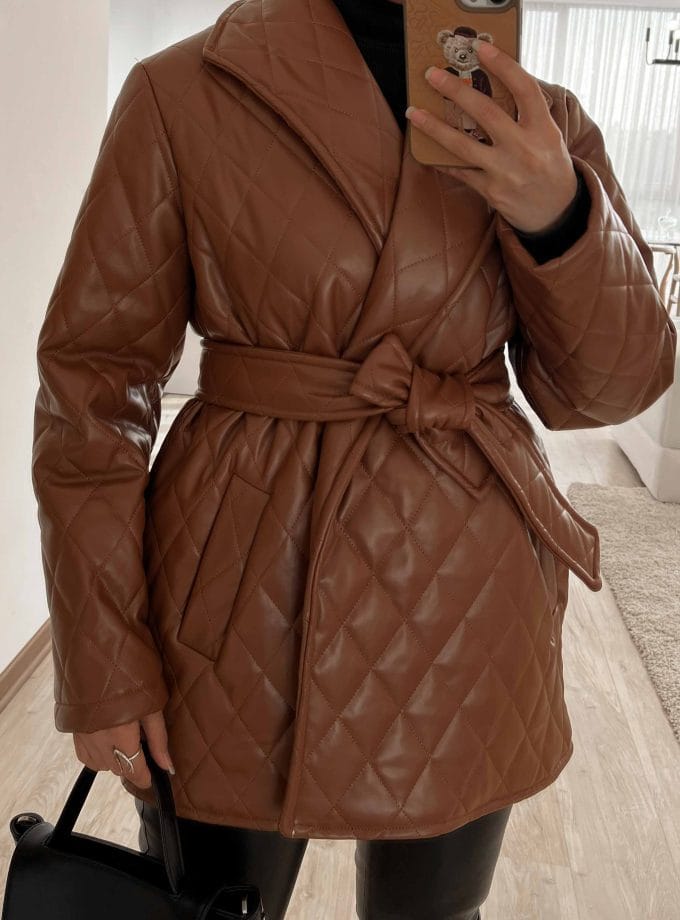 پافر چرم طرح لوزی