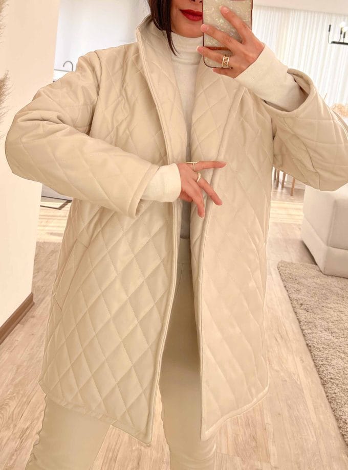 پافر چرم طرح لوزی