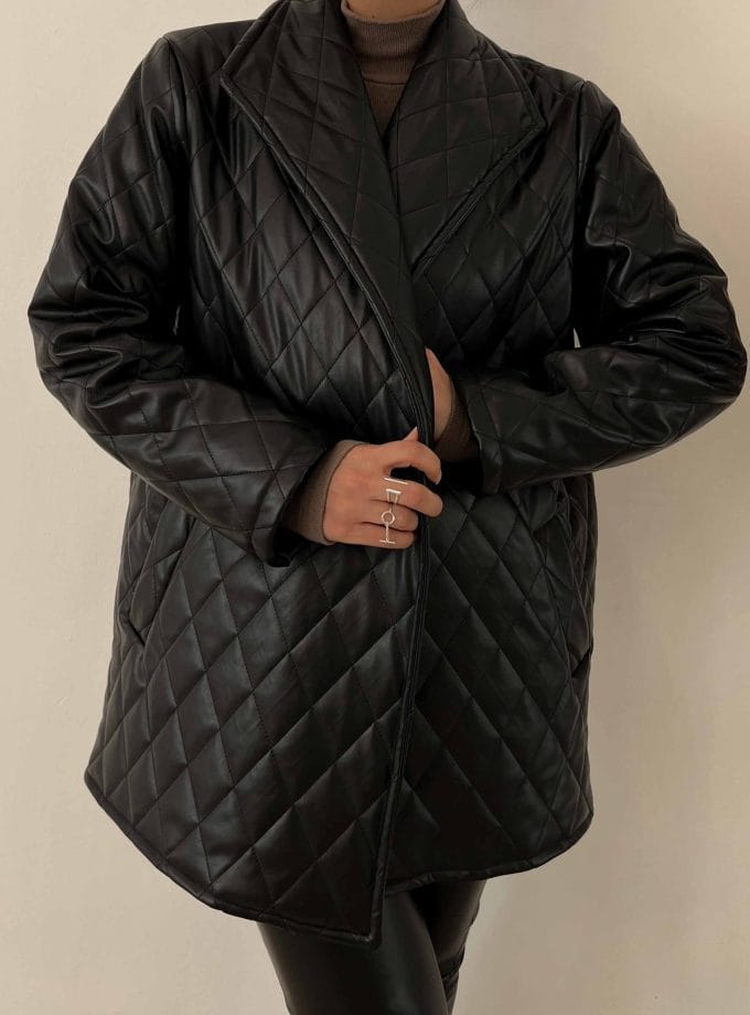 پافر چرم طرح لوزی