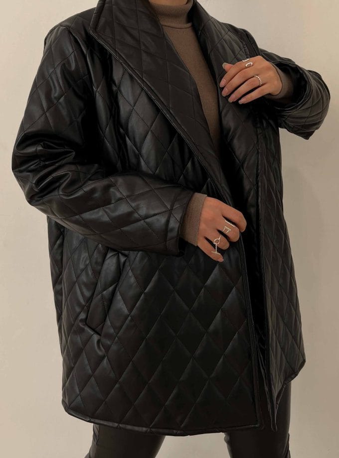 پافر چرم طرح لوزی