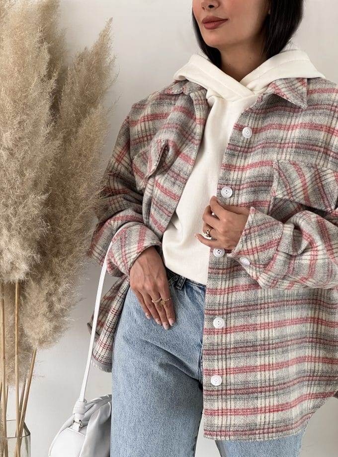 شکت چهارخونه طوسی قرمز