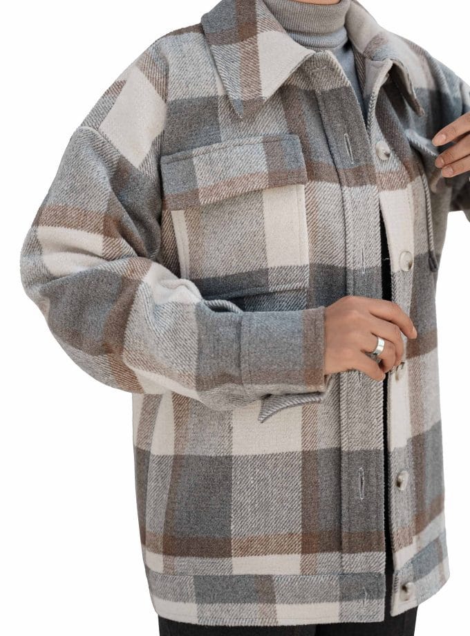 شکت چهارخونه کرم طوسی